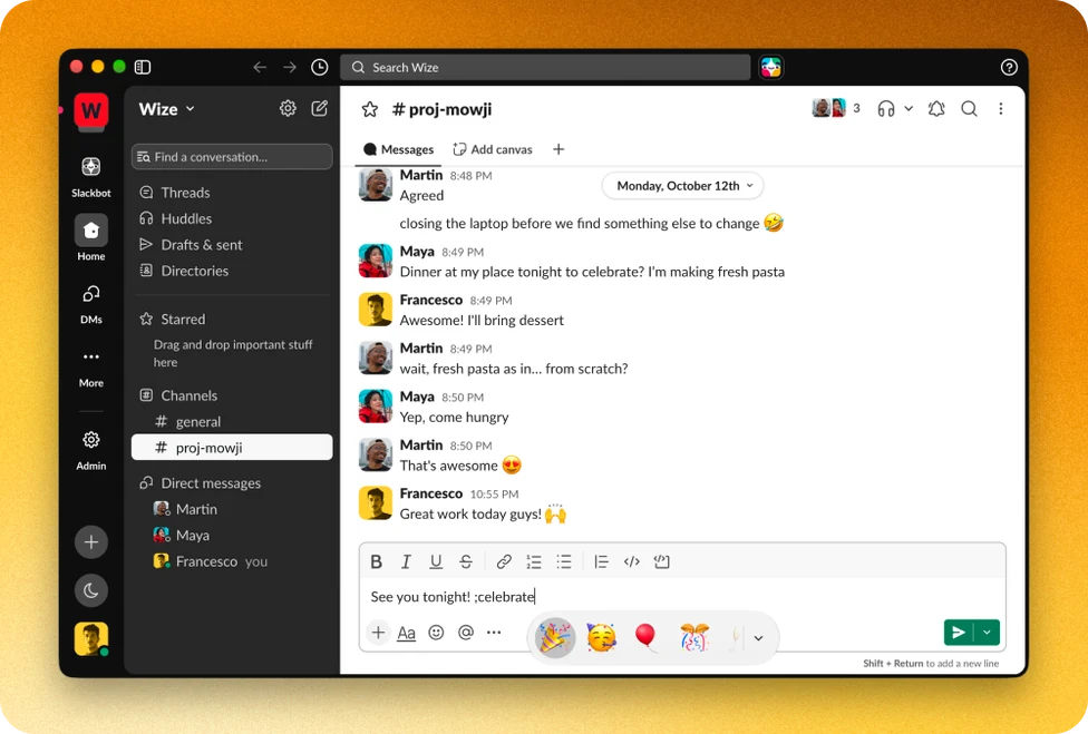 Mowji in Slack