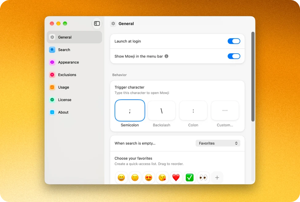 General settings