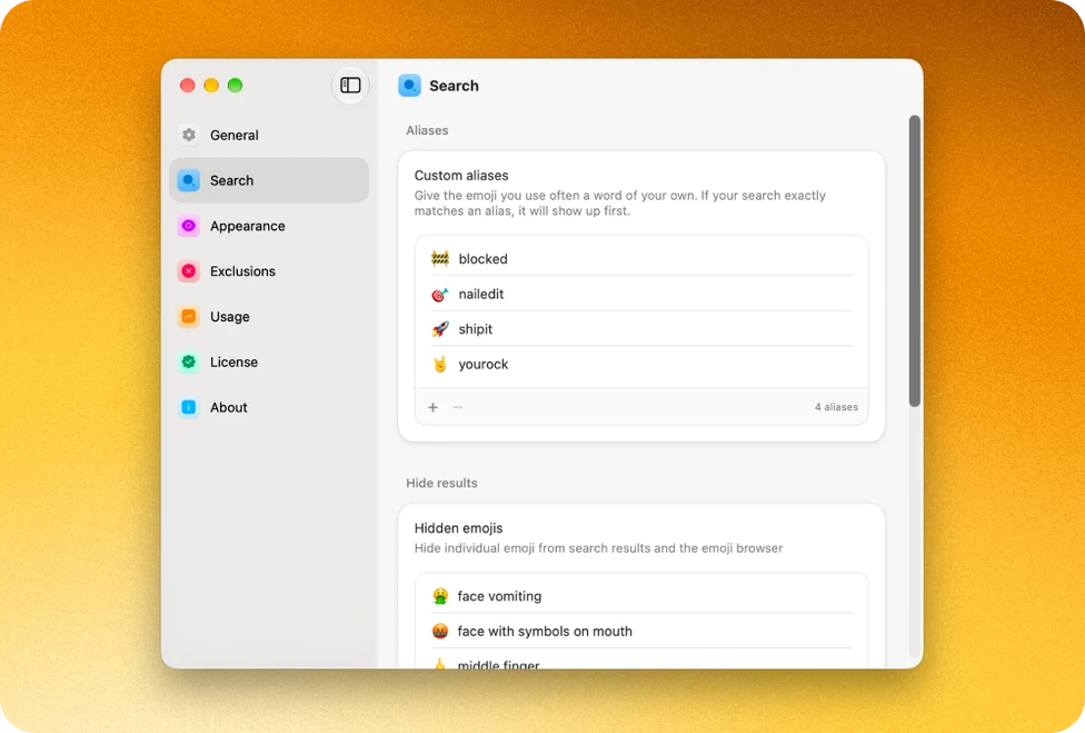 Search settings